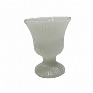 Vtg EO Brody White Milk Glass Ribbed Pedestal Vase Urn MCM Wedding Cottagecore